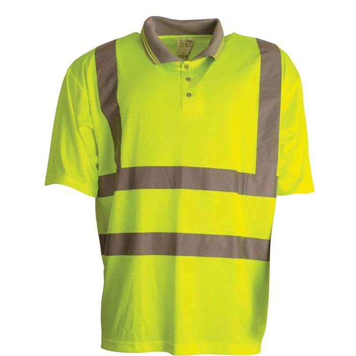 High Visibility Polo Shirt with Navy Collar - Ray Grahams DIY Store