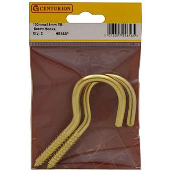 Centurion HE152P EB Steel Screw Hooks 100mm x 18mm Pack Of 2