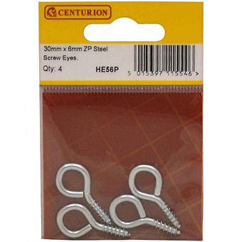 Centurion HE56P ZP Steel Screw Eyes 30mm x 6mm Pack Of 4