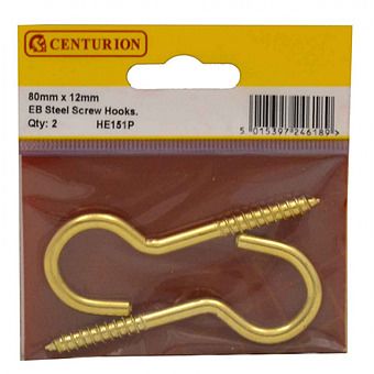 Centurion HE151P EB Steel Screw Hooks 80mm x 12mm Pack Of 2