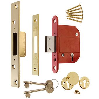 ERA 3" Brass High Security British Standard 5 Lever Mortice Deadlock Door Lock