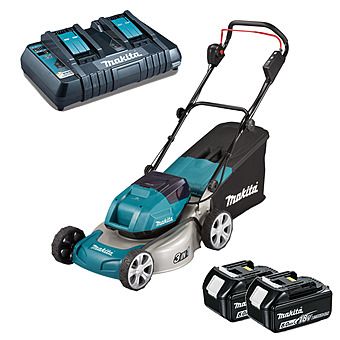 Makita DLM460PG2 36V (18V x2) Lawnmower 46cm & 2 x 6.0Ah Batteries Lawn Mower