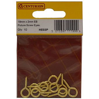 Centurion HE03P EB Picture Screw Eyes 19mm x 2mm Pack Of 10