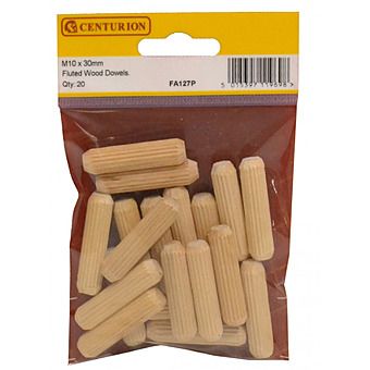Centurion FA127P Fluted Wooden Dowels M10x40mm 20pk