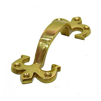 100mm (4") Polished Brass Solid Brass Fleur De Lys Handle