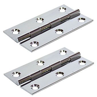 Centurion 63 x 35 x 1.6mm Polished Chrome Solid Drawn Butt Hinges Pair