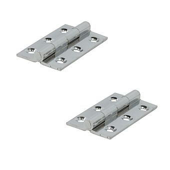 Centurion 50 x 28 x 1.5mm Polished Chrome Solid Drawn Butt Hinges Pair