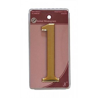 3" Gold Effect Self Adhesive Door Number 1