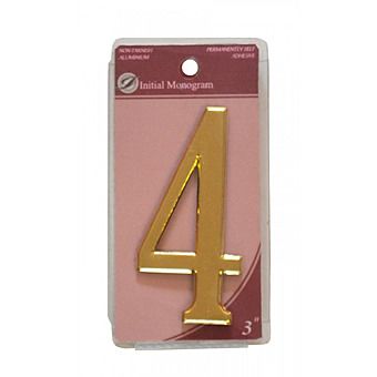 3" Gold Effect Self Adhesive Door Number 4