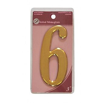 3" Gold Effect Self Adhesive Door Number 6