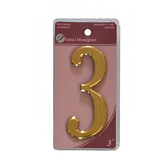 3" Gold Effect Self Ahesive Door Number 3