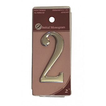 2" Silver Effect Self Adhesive Door Number 2