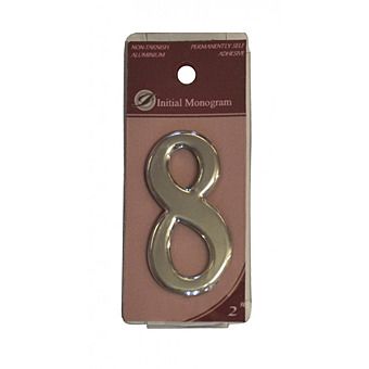 2" Silver Effect Self Adhesive Door Number 8