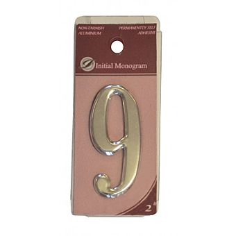 2" Silver Effect Self Adhesive Door Number 9