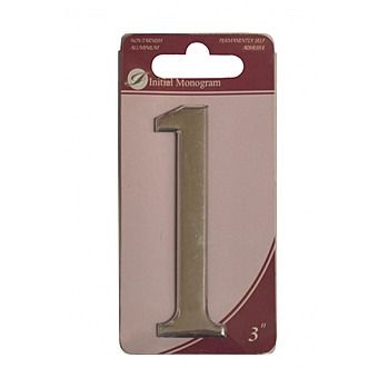 3" Silver Effect Self Adhesive Door Number 1