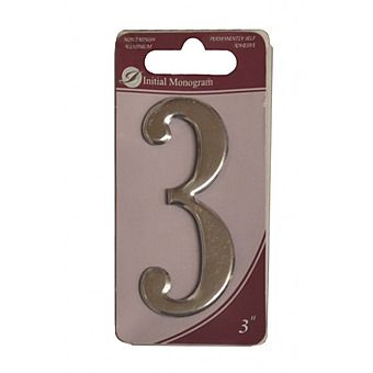 3" Silver Effect Self Adhesive Door Number 3