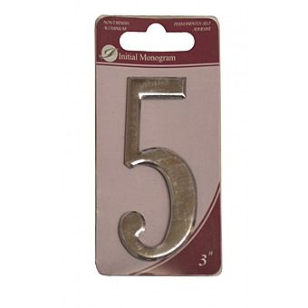 3" Silver Effect Self Adhesive Door Number 5