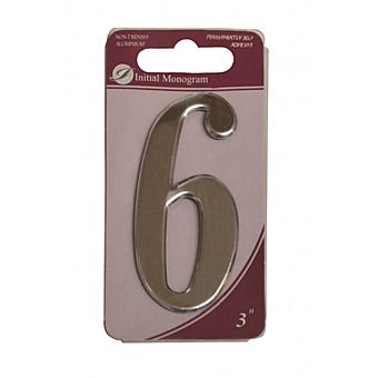 3" Silver Effect Self Adhesive Door Number 6