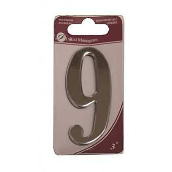 3" Silver Effect Self Adhesive Door Number 9