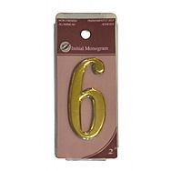 2" Gold Effect Self Adhesive Door Number 6