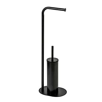 Aspen Black Toilet Roll Holder And Brush Holder