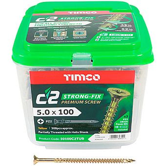 TIMco 5.0x100mm C2 Strong-Fix Multi-Purpose Premium Screws PZ2 Countersunk 300pc