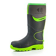 Buckbootz S5 Grey/Green Safety Wellington Boots BBZ8000 GYGR Wellies