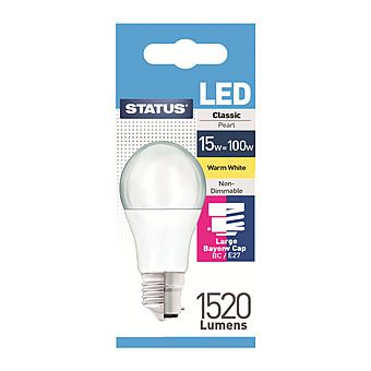 Picture of Status 15W = 100W Warm White LED Light Bulb 1520lm GLS B22d/E27