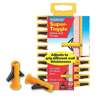 Plasplugs Super-Toggle Plasterboard Hollow Wall Fixings 20pk