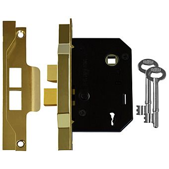 Union 2 Lever Rebated 13mm Mortice Lock Polished Brass 3"