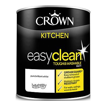 Crown Kitchen Easy Clean Pure Brilliant Matt White Breatheasy Paint 2.5L