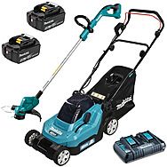 Makita 18V Cordless Lawnmower & Strimmer Kit 2 x 5.0Ah Batteries