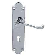 Victorian Shaped Scroll Chrome Lock Door Handles