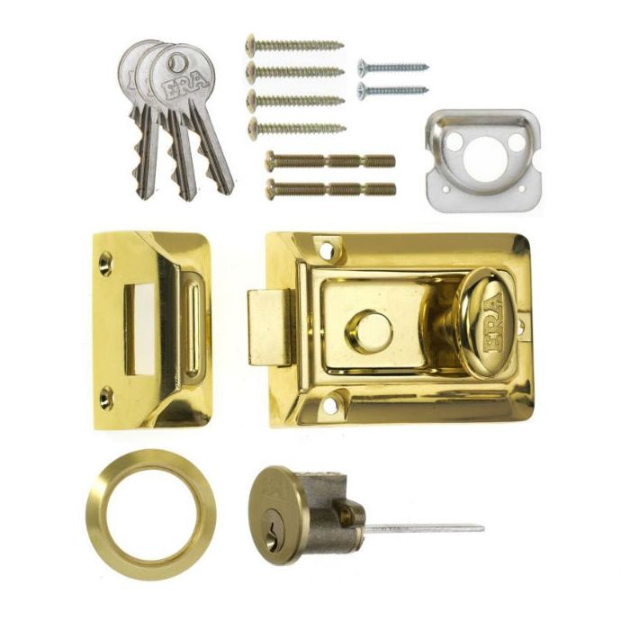 ERA Traditional Rim Lock Night Latch Brass - Ray Grahams DIY Store