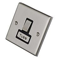 Switched Fused Spur Connection Unit 13A Satin Chrome/Black Inserts