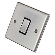 Single Intermediate (3-Way) Light Switch Satin Chrome/Black Inserts