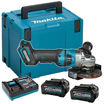 Makita GA050GD201 40Vmax XGT 5" Angle Grinder with 2x 2.5Ah Batteries