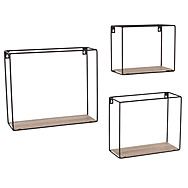 LOFT Black Wire Rectangular Wall Shelves Set of 3 Sizes