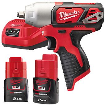 Milwaukee M12 BIW38-202C Compact 12V Impact Wrench 3/8” M12 2 x 2.0Ah Batteries