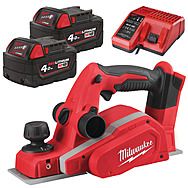 Milwaukee M18 BP-402C 18V Planer With 2 x 4.0Ah Red Li-Ion Batteries