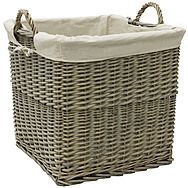 Square Antique Lined Log Basket