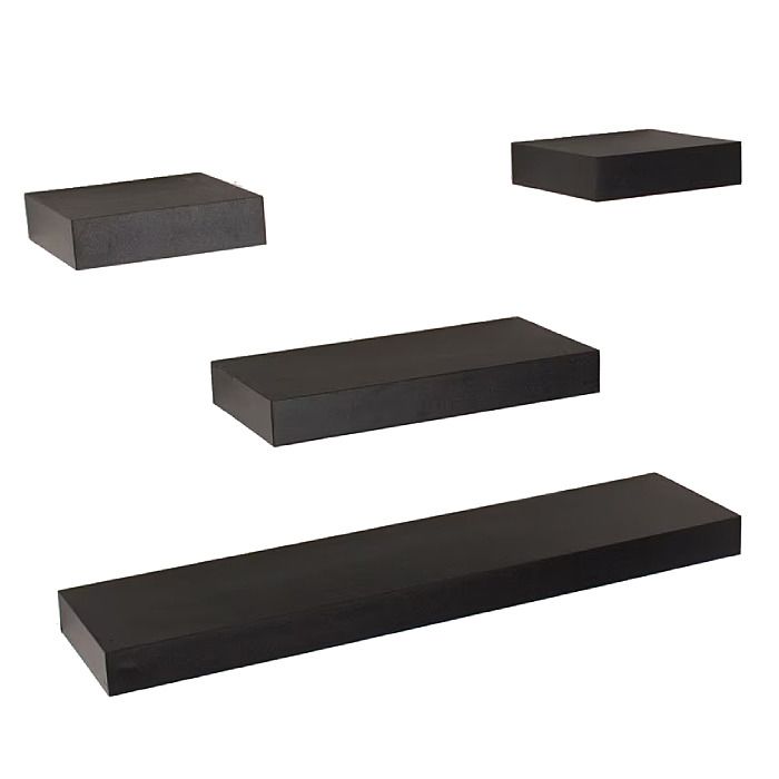 Hudson Narrow Matt Black Floating Shelf Set of 4 Ray Grahams DIY Store
