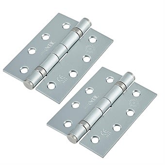 4" Polished Stainless Steel Door Hinges Pair (102 x 76 x 3mm Ball Bearing)