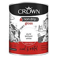 Crown Non-Drip Gloss Pure Brilliant White Paint for Wood & Metal