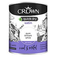 Crown Quick Dry Satin Pure Brilliant White Paint for Wood & Metal