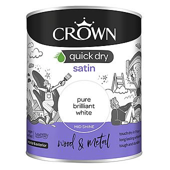 Picture of Crown Quick Dry Satin Pure Brilliant White Paint for Wood & Metal