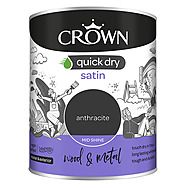 Crown Quick Dry Satin Anthracite Paint for Wood & Metal