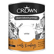 Crown Stain Block Paint Primer White For Walls & Ceilings 0.75 L