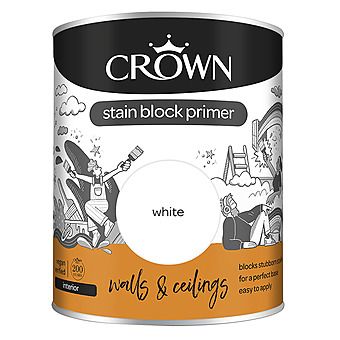 Crown Stain Block Paint Primer White For Walls & Ceilings 0.75 L