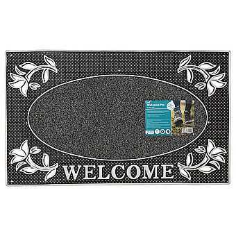 Metallic Look Welcome Pin Door Mat 45 x 75cm Silver